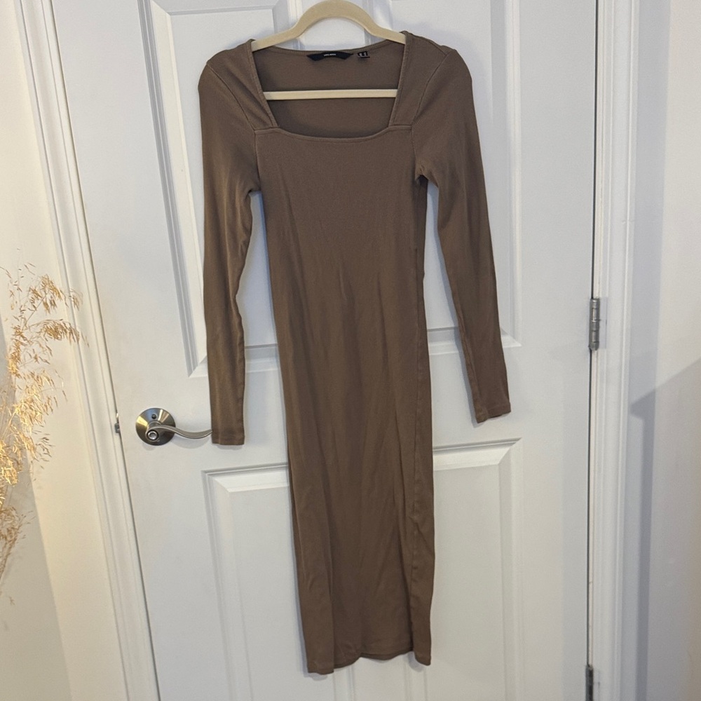 Vero Moda Tan Long Sleeve Dress